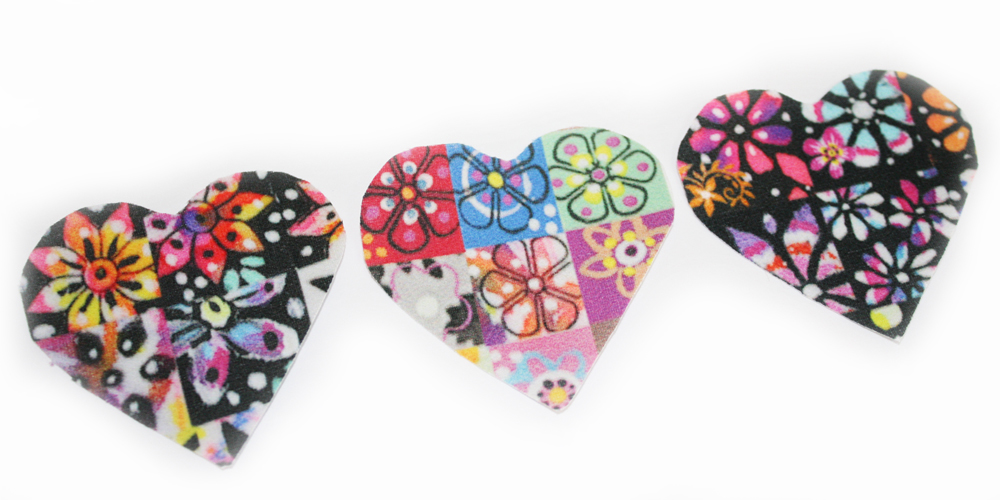 Hearts made from patchwork digital print fabric